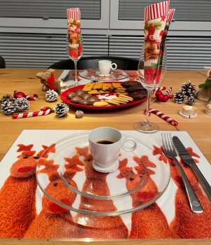 Tischset Elchweihnacht Platzset Weihnachten abwaschbar von ARTIPICS